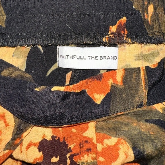 Faithfull The Brand Vibrant Yellow Flower Print Flowy Pants - Size S - Picture 2 of 4